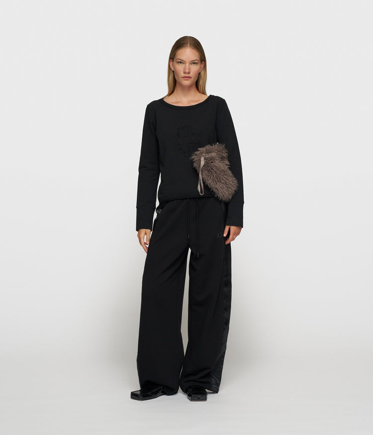 western jogger satin | black