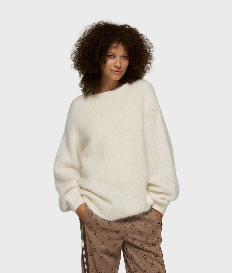 statement knit sweater | ecru