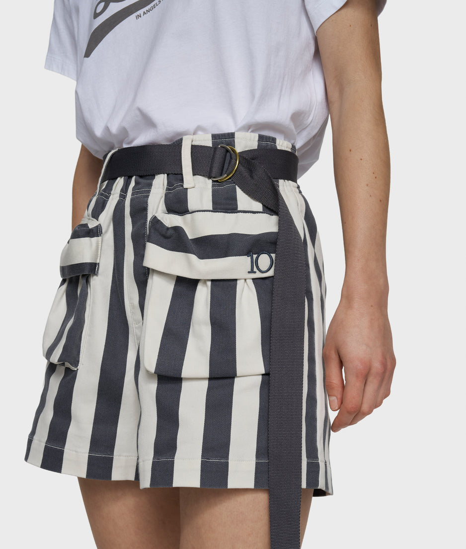 utility shorts stripes | ecru/steel blue