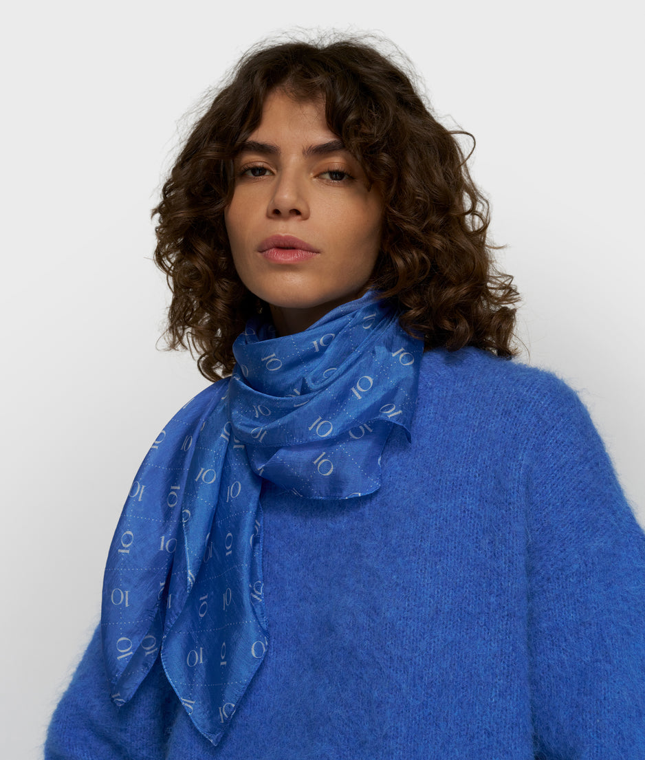 silk scarf monogram | ultramarine