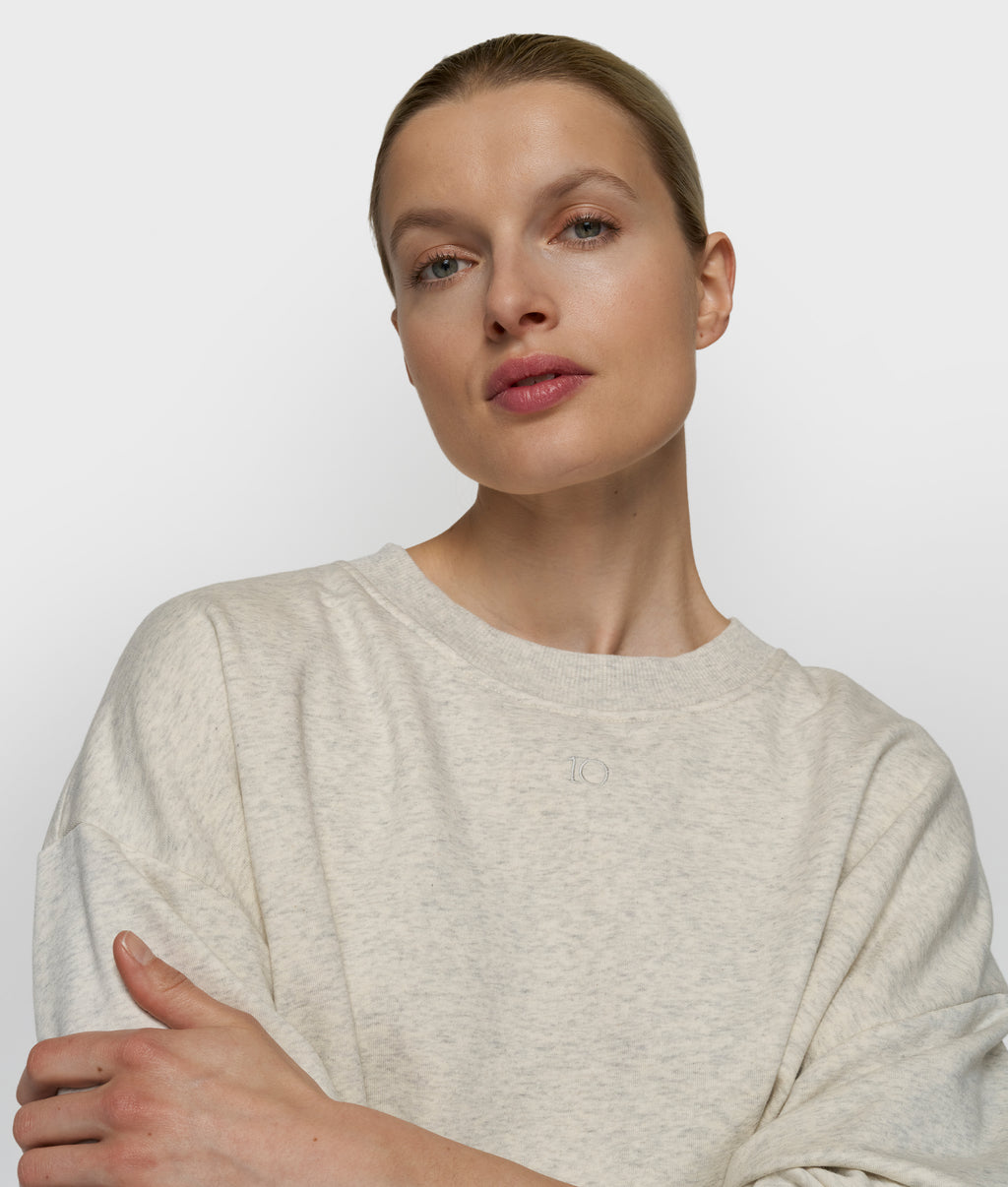 pleated sweater 10DAYS | soft white melee