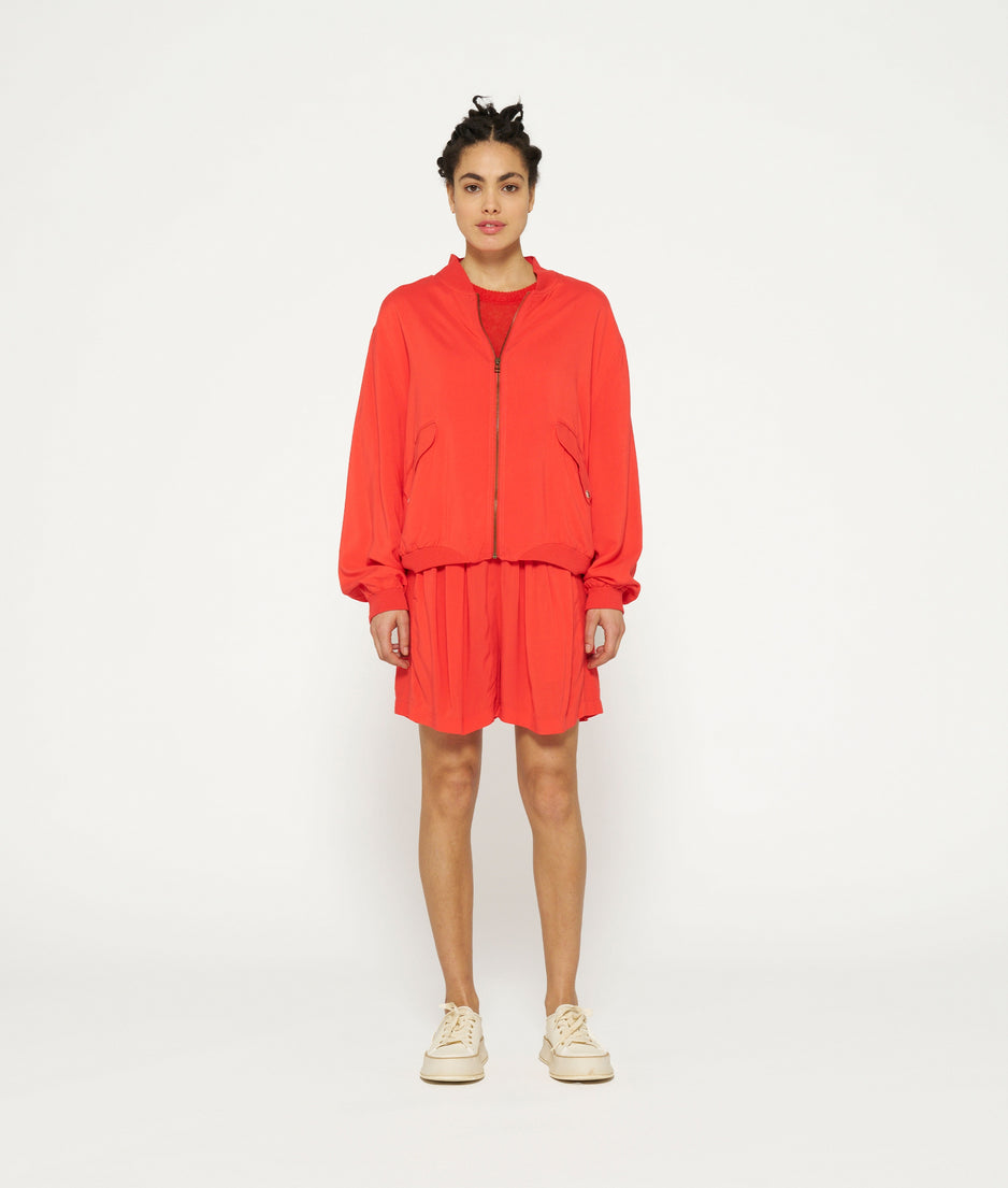 bomber blouse | poppy red