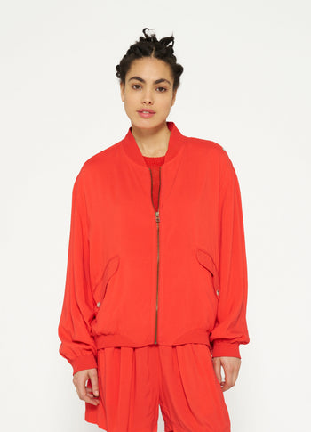 bomber blouse | poppy red