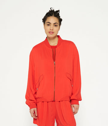 bomber blouse | poppy red