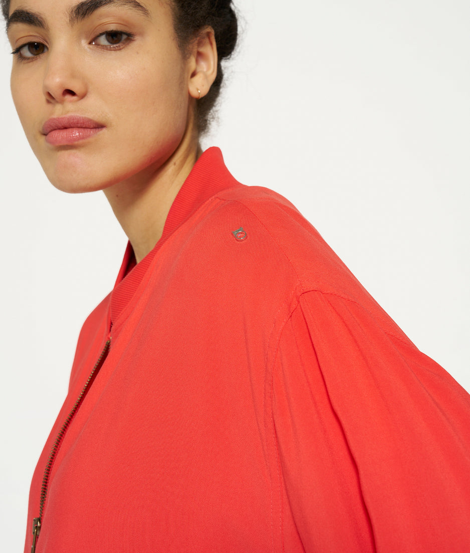 bomber blouse | poppy red