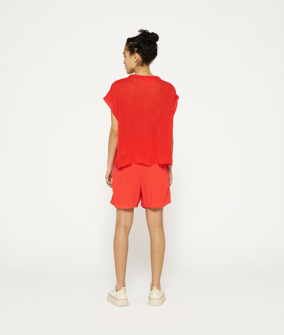 flowy viscose shorts | poppy red