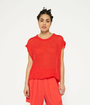 tee thin knit | poppy red