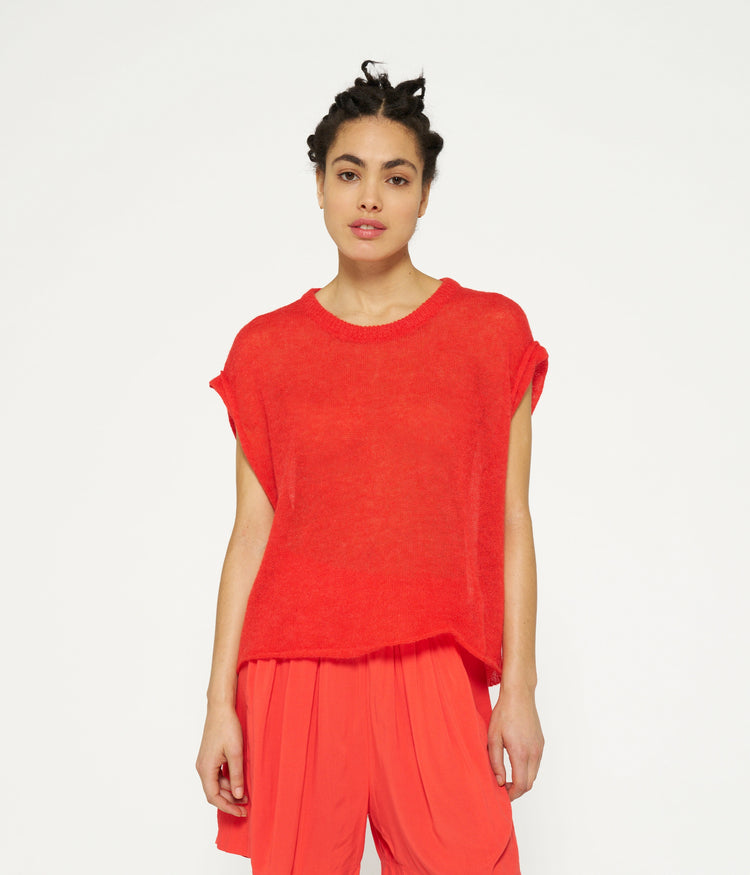 tee thin knit | poppy red