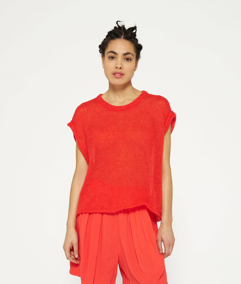 tee thin knit | poppy red
