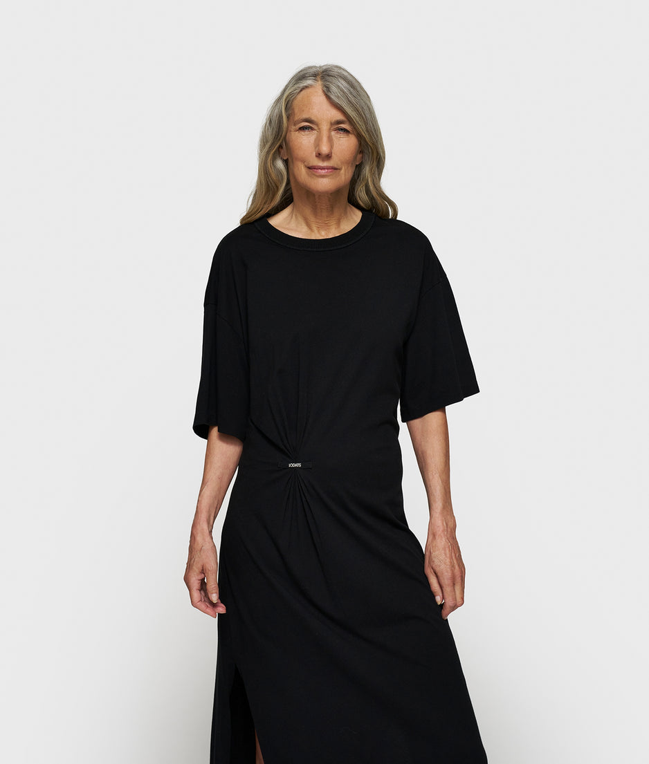 tee dress gathering | black