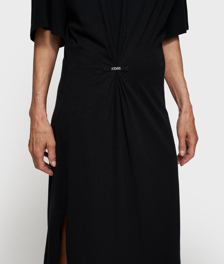 tee dress gathering | black