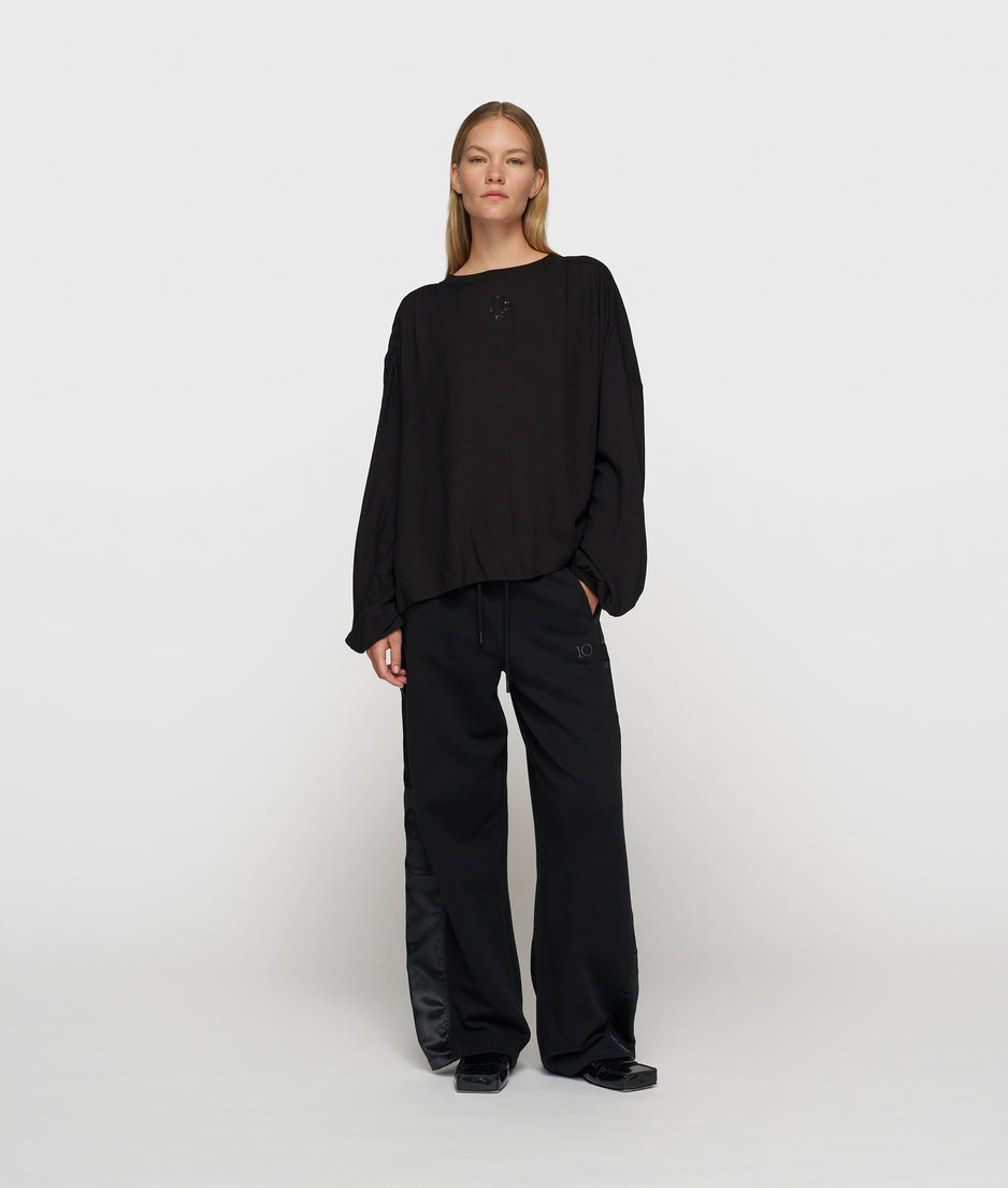 flowy blouse gathering | black
