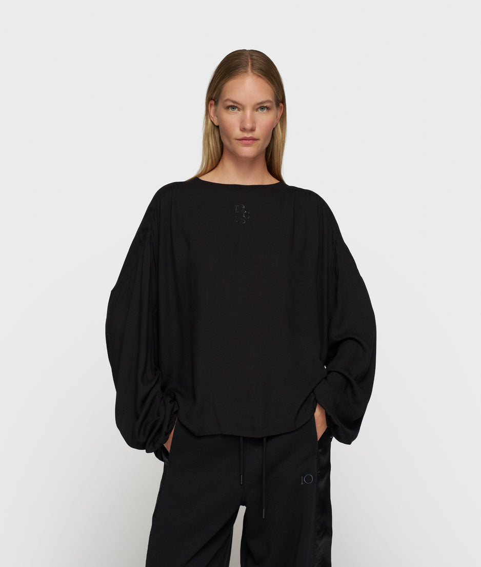 flowy blouse gathering | black