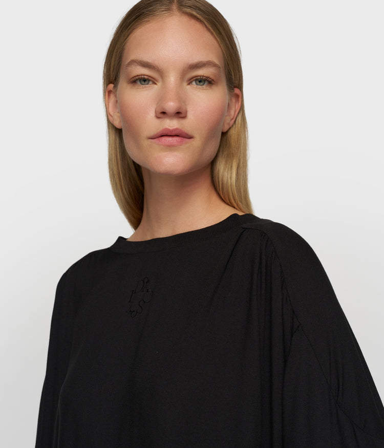 flowy blouse gathering | black