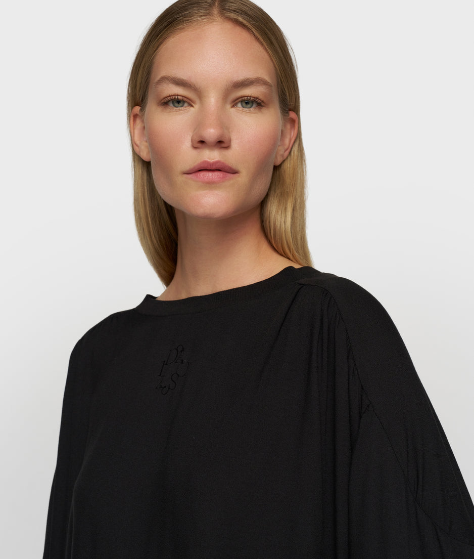 flowy blouse gathering | black
