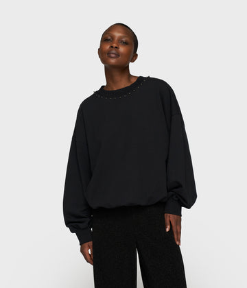 balloon sweater pearls | black