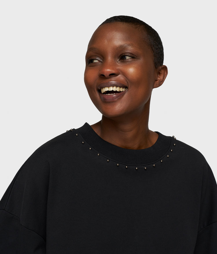 balloon sweater pearls | black