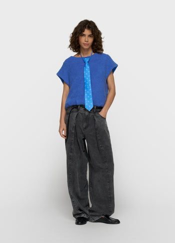 balloon hairy knit top | ultramarine