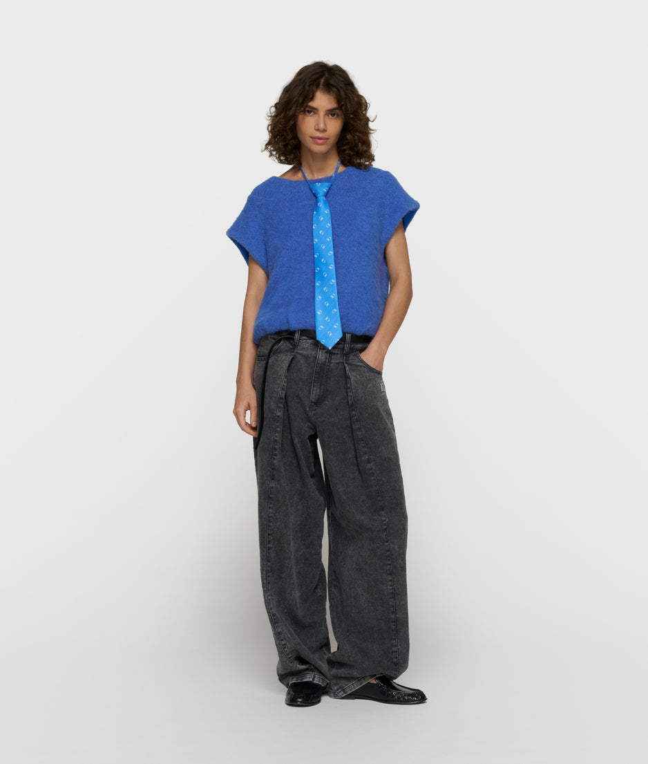 balloon hairy knit top | ultramarine