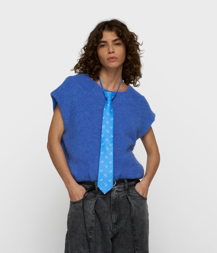 balloon hairy knit top | ultramarine