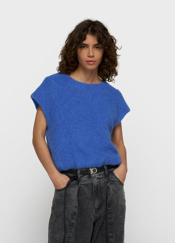 balloon hairy knit top | ultramarine