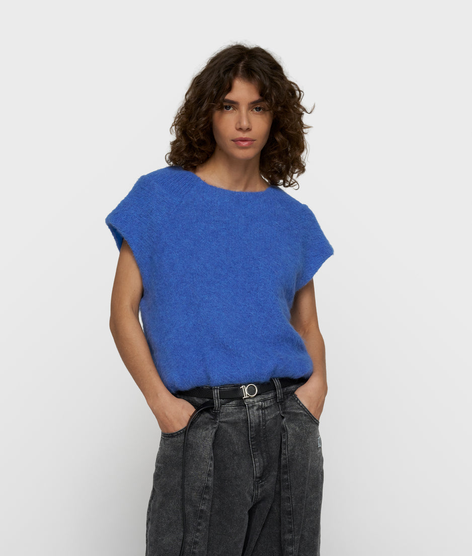 balloon hairy knit top | ultramarine