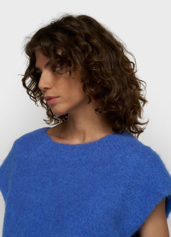 balloon hairy knit top | ultramarine