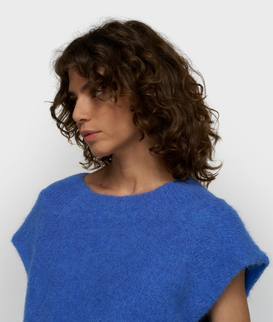 balloon hairy knit top | ultramarine