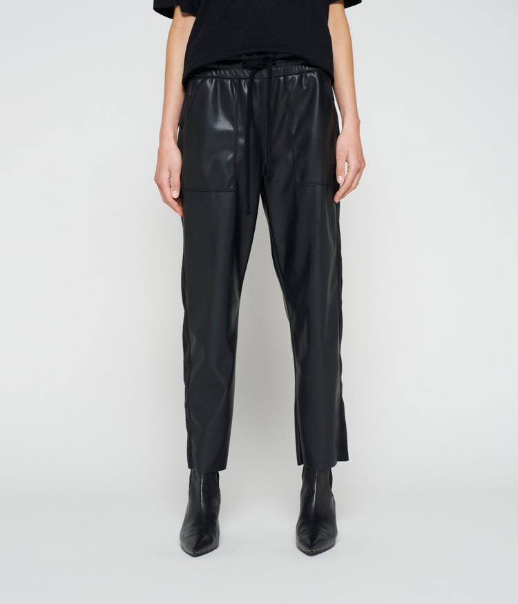 leatherlook side panel jogger | black