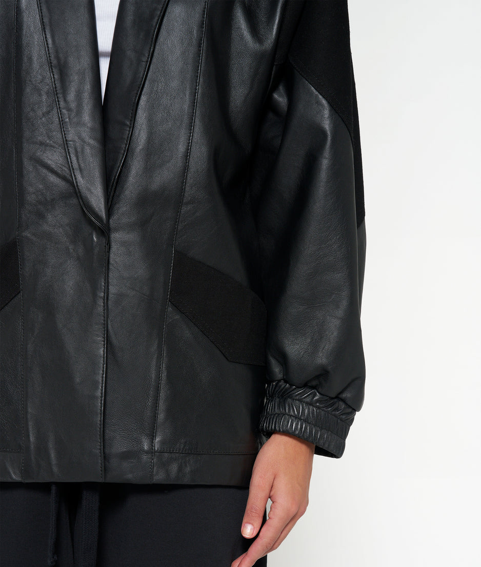 leather workwear jacket | black