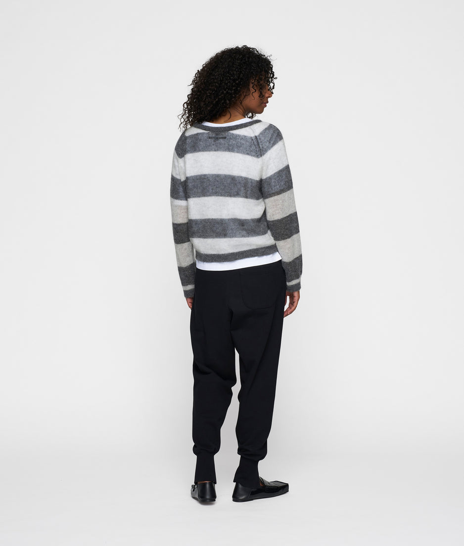 thin knit sweater | antra melee/white grey melee