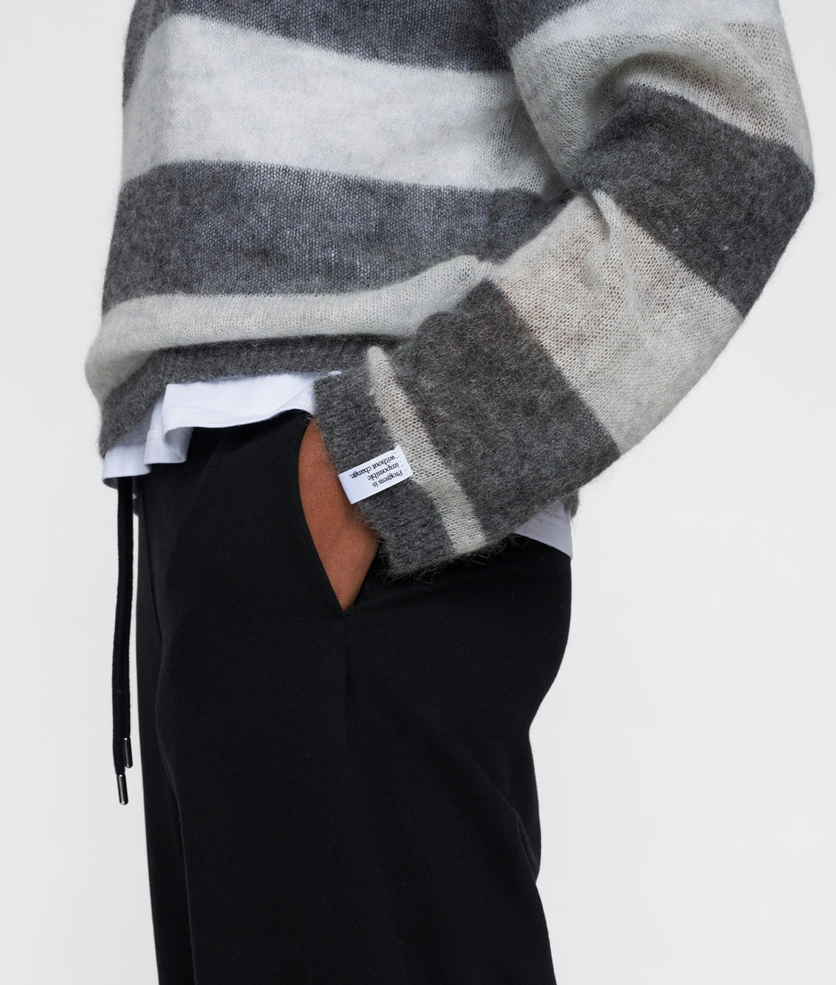 thin knit sweater | antra melee/white grey melee