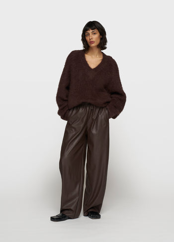 v-neck knit sweater | deep wine