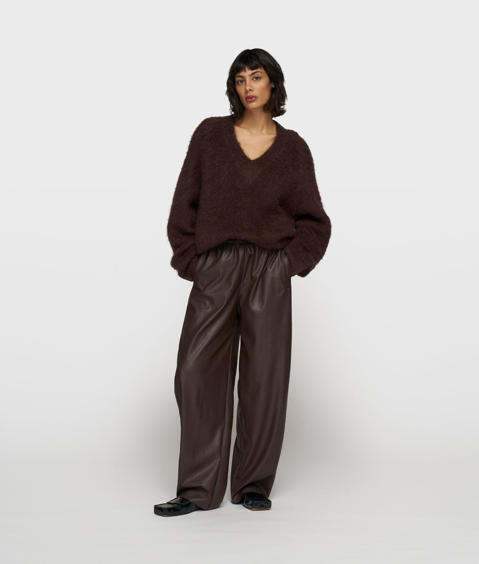 v-neck knit sweater | deep wine