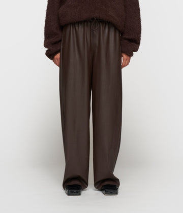 soft PU western pants | deep wine