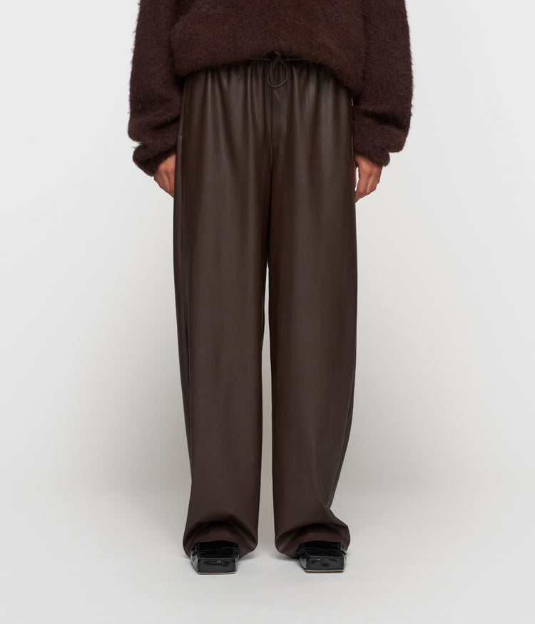 soft PU western pants | deep wine