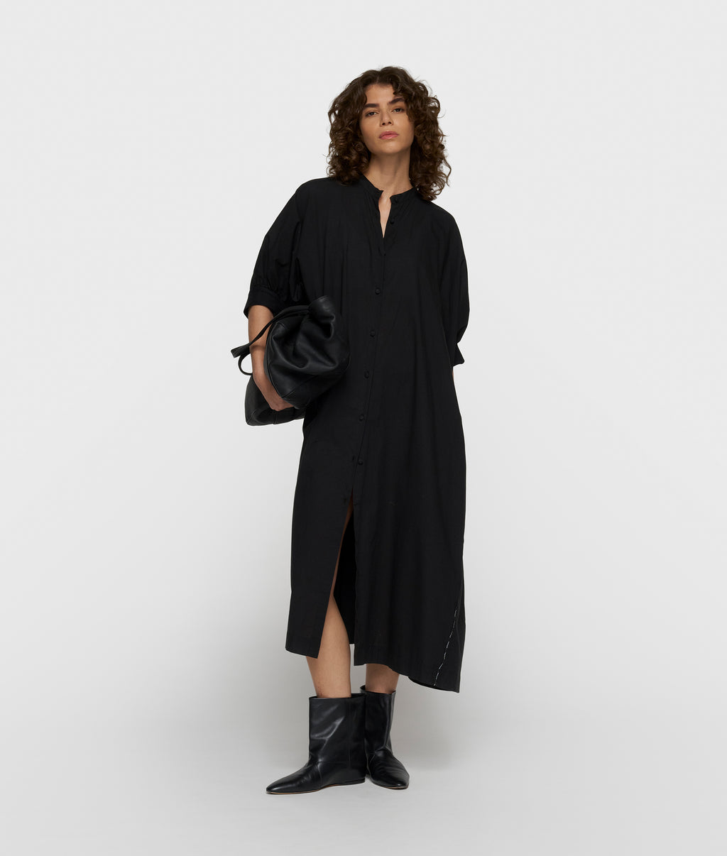 short sleeve dress voile | black