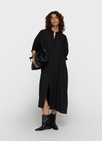 sleeveless dress voile | black