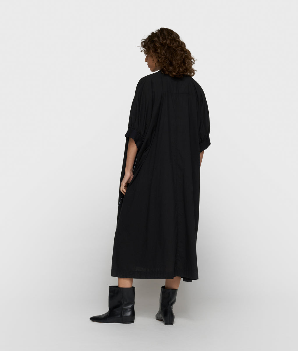 short sleeve dress voile | black