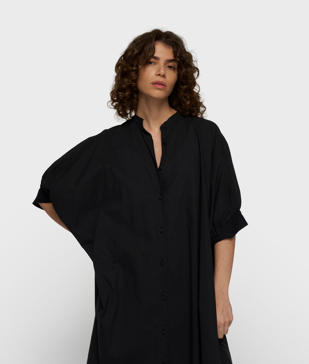 short sleeve dress voile | black