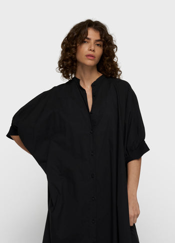 sleeveless dress voile | black