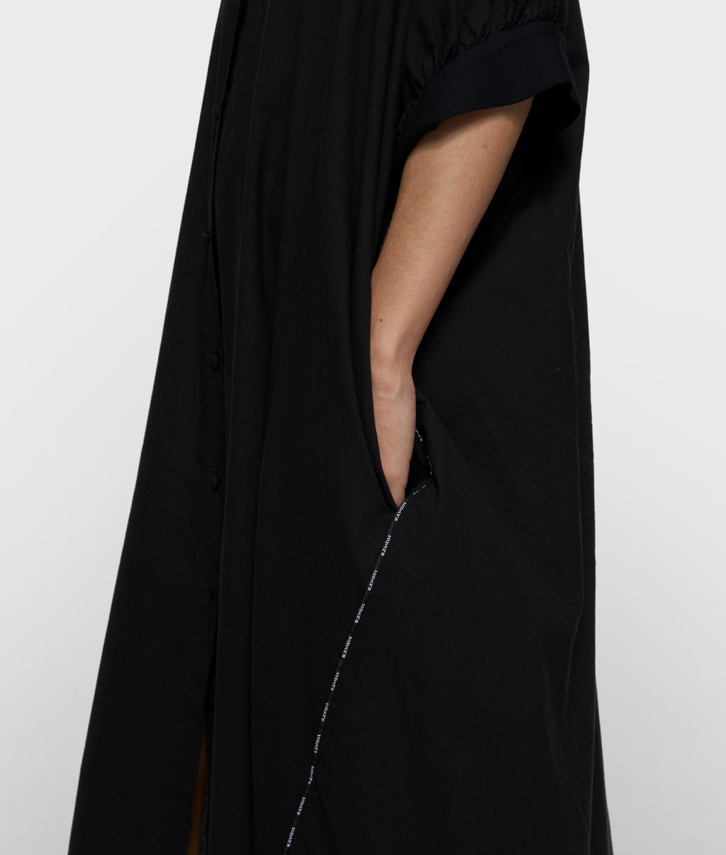 short sleeve dress voile | black