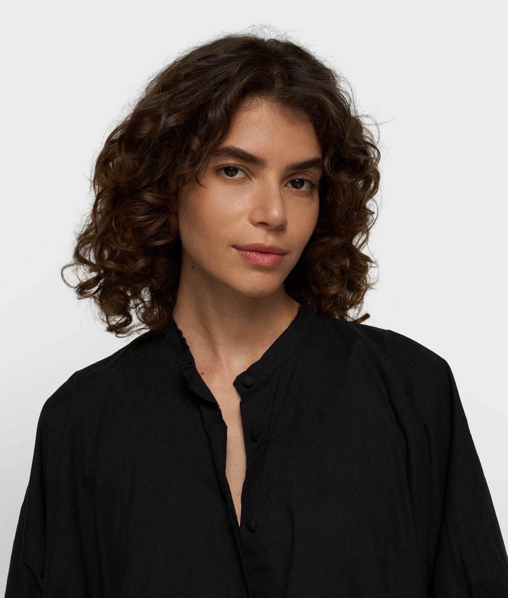 short sleeve dress voile | black