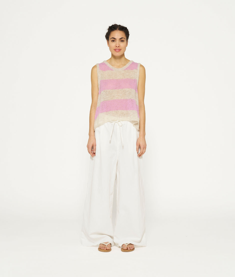 tank top thin knit stripes | light safari/violet