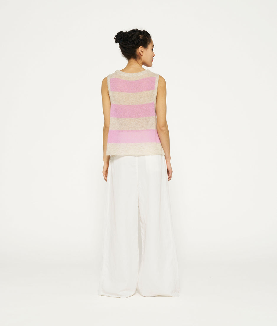 tank top thin knit stripes | light safari/violet