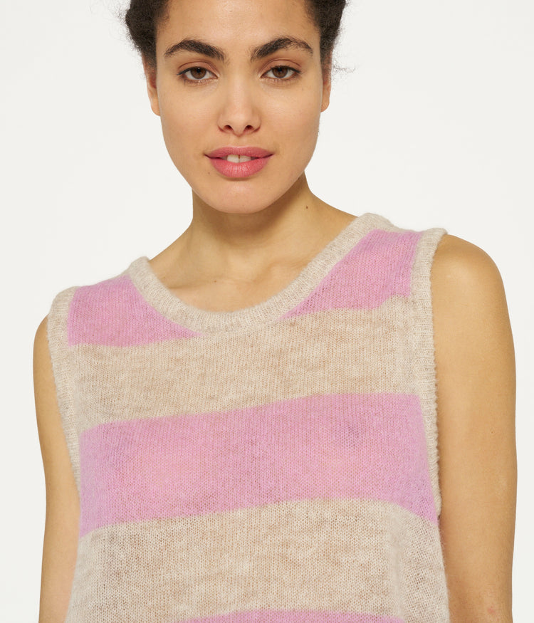 tank top thin knit stripes | light safari/violet