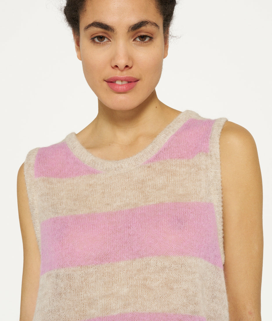 tank top thin knit stripes | light safari/violet