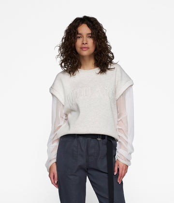 cropped statement sweater tulle | soft white melee