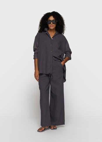 cotton linen pants | steel blue