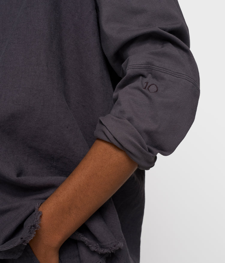 cotton linen blouse | steel blue